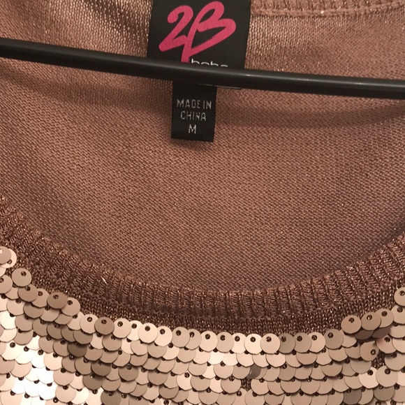 Gorgeous taupe Bebe shimmer party top M - Picture 3 of 4